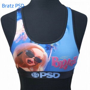 Bratz PSD Blue Pink Bralette Racerback Light Support Sports Bra Size Medium